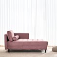 thumbnail image 2 of 64" Velvet Chaise Sleeper, Pink, Mid-century Modern Living Room Sleeper Chaise, Pink, 2 of 5
