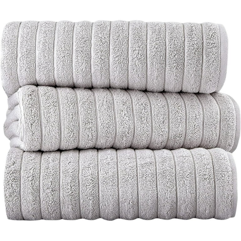 Superior Roma Ribbed Turkish Cotton 12 Piece Towel Set, Silver