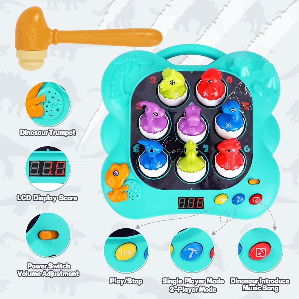 Toys for Toddlers 2-4, Whack A Dinosaur Game, Learning Educational Toys for 2-4 Years Old Boys Girls Gifts