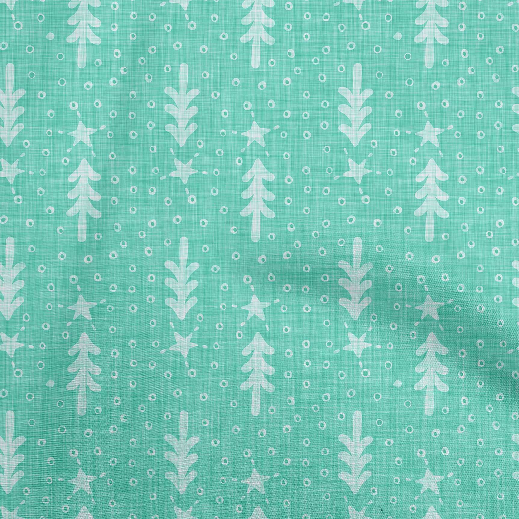 oneOone Polyester Spandex Aquamarine Green Fabric Merry Christmas Quilting Supplies Print Sewing Fabric By The Yard 56 Inch Wide