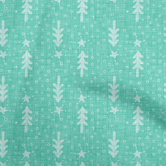 oneOone Cotton Jersey Aquamarine Green Fabric Merry Christmas Craft Projects Decor Fabric Printed By The Yard 58 Inch Wide