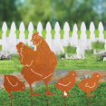 thumbnail image 3 of 4Pcs Rusty Chicken Ground Insertion Set Garden Flower Pot Decoration Pile, 3 of 8