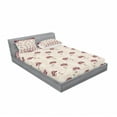thumbnail image 3 of Floral Bedding Set with Sheet & Covers, Romantic Roses and Ethnic Themed Vintage Floursih, Printed Bedroom Decor 2 Shams, 4 Sizes, Maroon Slate Brown, by Ambesonne, 3 of 3