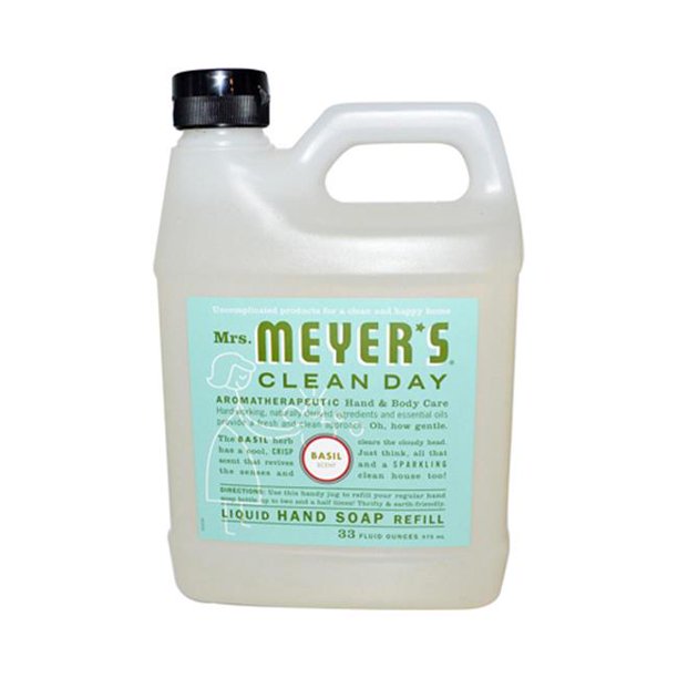 Mrs. Meyers 1237791 Liquid Hand Soap Refill, Basil 33 fl oz