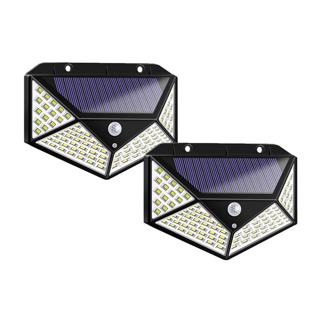 2pcs 100LED Lámpara Pared Solar Impermeable Jardín Gran Angular Sensor Lámpara