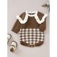 thumbnail image 4 of Bagilaanoe Newborn Baby Girl Knitted Romper Long Sleeve Plaid Print Bodysuit 3M 6M 9M 12M 18M Fall Winter Sweater Tops, 4 of 9