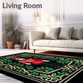 thumbnail image 2 of ODIKA 5'x7' Machine Washable Non-Slip Area Rug, Elegant Nutcracker Soldier With Classic Christmas Heraldry Design High Traffic Rug with Pad, Black, 740283, 2 of 8