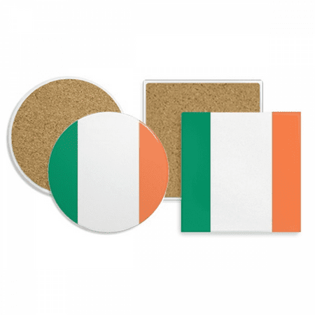 

Ireland National Flag Europe Country Coaster Cup Mug Holder Absorbent Stone Cork Base Set