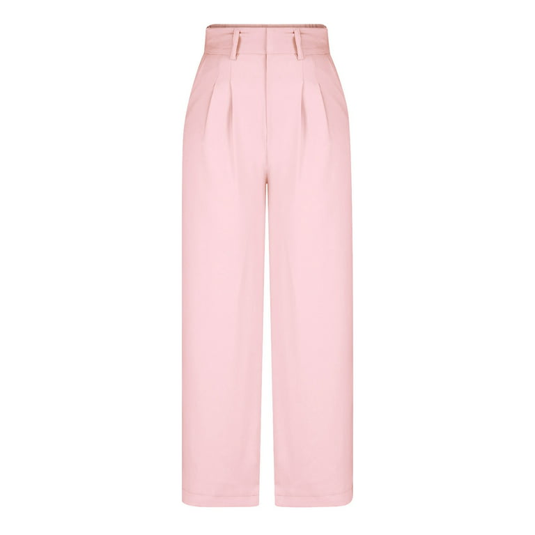 Belle Poque Plus Size Pink Wide Leg Pants High Waisted Pants For Women Work  Casual Light Pink Pants