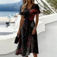 thumbnail image 2 of KLHDSF Halloween Dresses For Women Casual V Neck Short Sleeve Lightweight Breathable Daily Dress Vermilion XL, 2 of 5