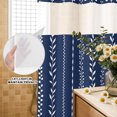 thumbnail image 4 of No Hook Shower Curtain, Modern Simple Lines Shower Curtains for Bathroom with See Through Top Window, Rustic Leaf Vertical Stripes Navy Blue Waterproof & Washable Bath Curtain Standard 72"x72", 4 of 9