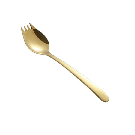 

Bluethy Noodles Fork 2 in 1 Non-stick Stainless Steel No Rough Edges Portable Salad Spork for Home