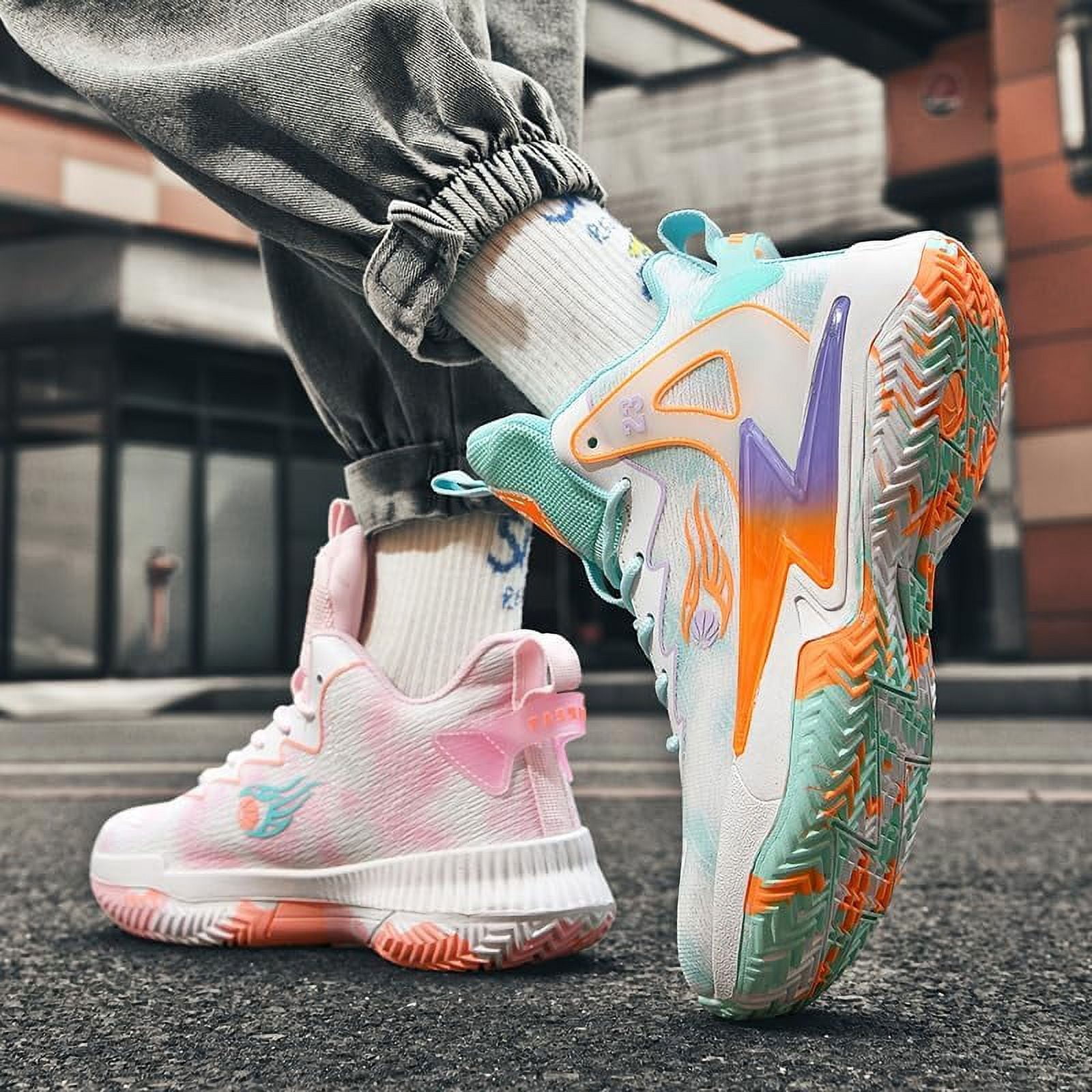 Multi Color Nike Basketball Shoes Two Different Colors Pink Cute