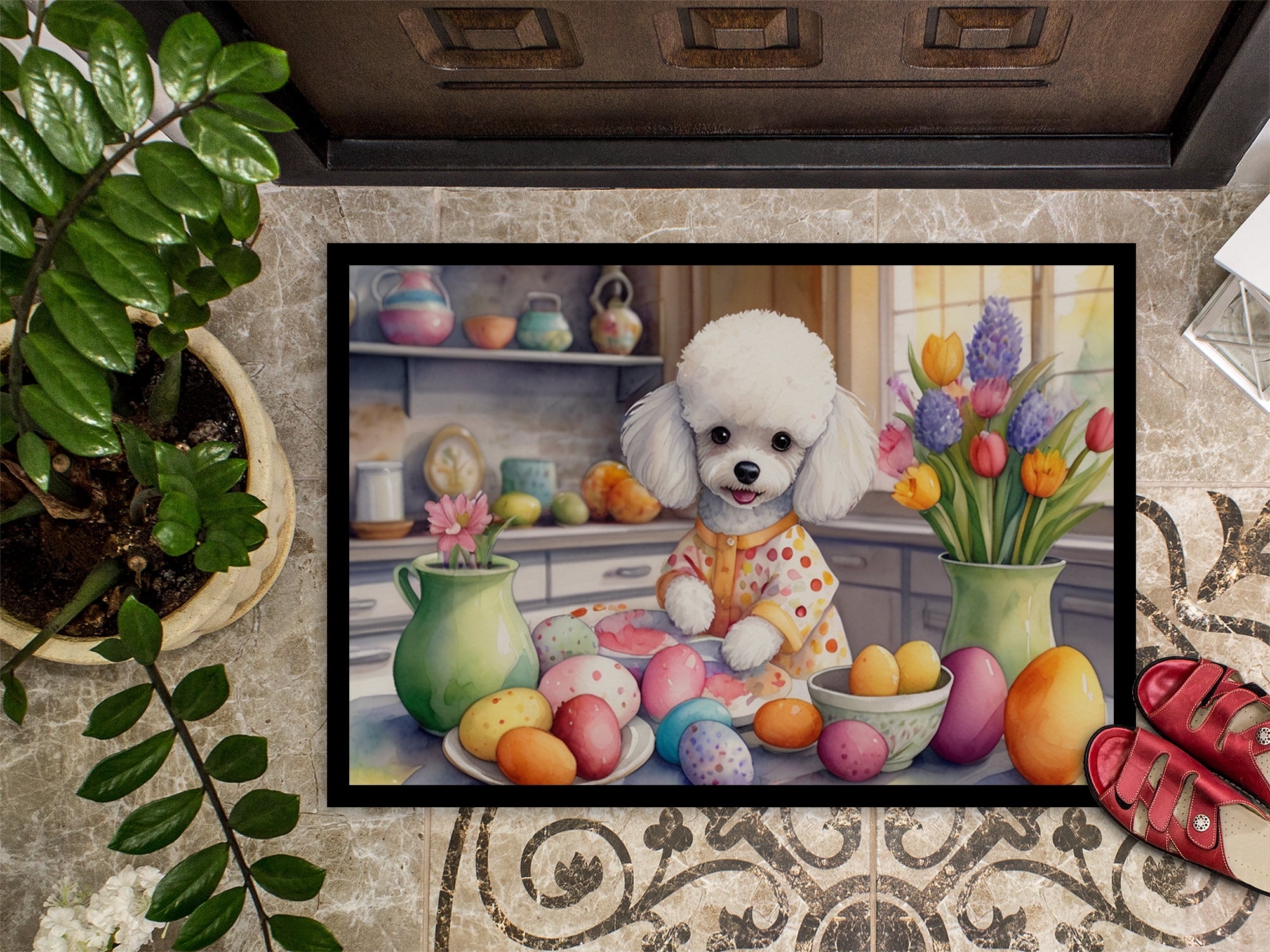 Decorating Easter White Poodle Doormat 27 in x 18 in