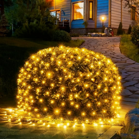 Christmas Net Lights Outdoor, 98LED 5Ft x 5Ft Net Lights, Waterproof Christmas Outdoor Mesh Lights for Tree Bushes Holiday Party Garden, Holiday Wedding Party Decorations