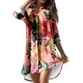 thumbnail image 2 of Ruimatai Summer Beach Cover Ups for Women Tops Swimsuit Summer Casual Turn-down Collar Long Sleeve Printed Smock Buttons With Pocket Shirt Dresses, 2 of 7