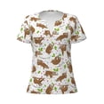 thumbnail image 2 of Fuzoiu Cute Sloth Print Women's V-Neck T-Shirt,Women's Short Sleeve Top, Comfortable for Work, Leisure, and Sports, 2 of 7