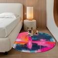thumbnail image 2 of Round Rugs 3.3Ft, Pink Teal Black Round Area Rug Washable Indoor Throw Carpet, Modern Oil Painting Contemporary Soft Non Slip Circle Rug for Laundry Room Patio Home Decor Aesthetic, 2 of 8