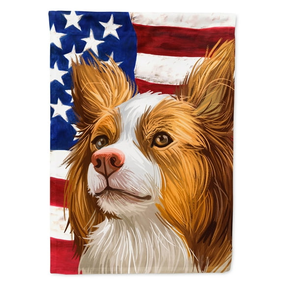 Miniature Australian Shepherd American Flag Flag Canvas House Size
