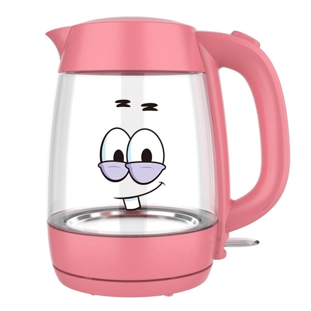 Tetera de Vidrio Bob Esponja 1.7 Litros Patricio Sonriente Rosa