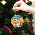thumbnail image 6 of Funny Christmas Ornament,Expressive - Color Marine - Creature Illustration,Xmas Round Ceramic Pendant, 6 of 6