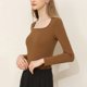 thumbnail image 1 of Vintage Square-Neck Long-Sleeved Women Undershirt For Slim Fit And Top, 1 of 6