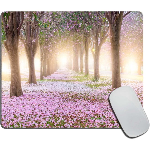 Pink et Tree Flower Mouse Pad Personalized Rectangle Customized Mouse Pads with NonSlip Rubber Smooth Surface, Ideal for Computer Laptop Use at Home or Office