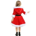 thumbnail image 4 of Santa Claus Outfit for Kids Long Sleeve Hooded Girls Santa Christmas Dress Festive Dress Outfit Kids Christmas Outfits for Girls 4-6 years, 4 of 9
