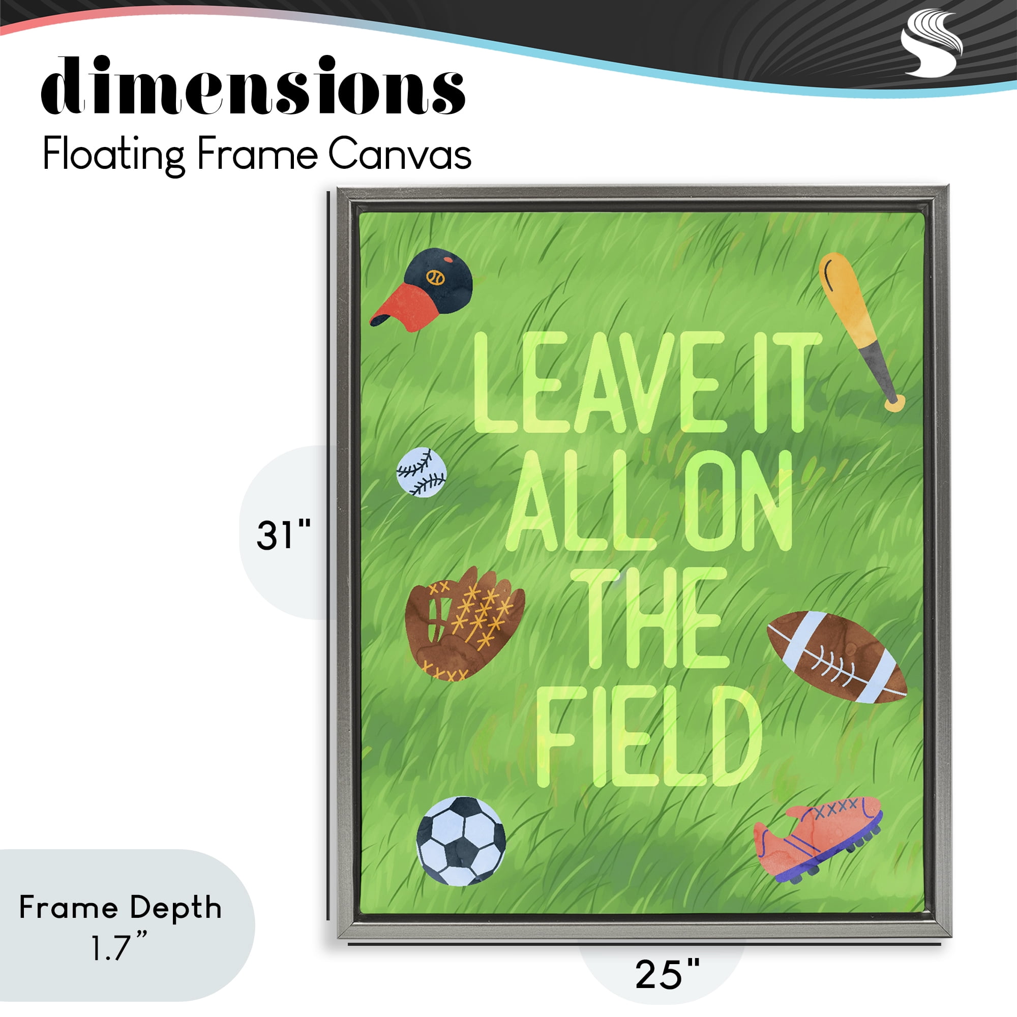 Stupell Industries Leave It On The Field Gray Framed Floater Canvas Wall Art, design by Lil' Rue