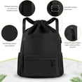 thumbnail image 2 of Mochila con CordóN con CordóN Mochila Deportiva Bolsa de Gimnasio con Bolsillo Lateral para Mujeres Hombres Negro, 2 of 5