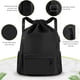 thumbnail image 2 of Mochila con CordóN con CordóN Mochila Deportiva Bolsa de Gimnasio con Bolsillo Lateral para Mujeres Hombres Negro, 2 of 5