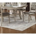 thumbnail image 4 of Traditional Formal Dining Table w Shelf 6x Side Chairs Tufted Back Seats Upholstered Kitching 7pc Silver Dining Room Furniture, 4 of 7