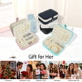thumbnail image 4 of Keyroal Jewelry Box for Women, PU Leather Travel Organizer with 20+ Earring Slots, Ring Holder & Necklace Hooks, Green Gift for Mom Daughter, 4 of 10