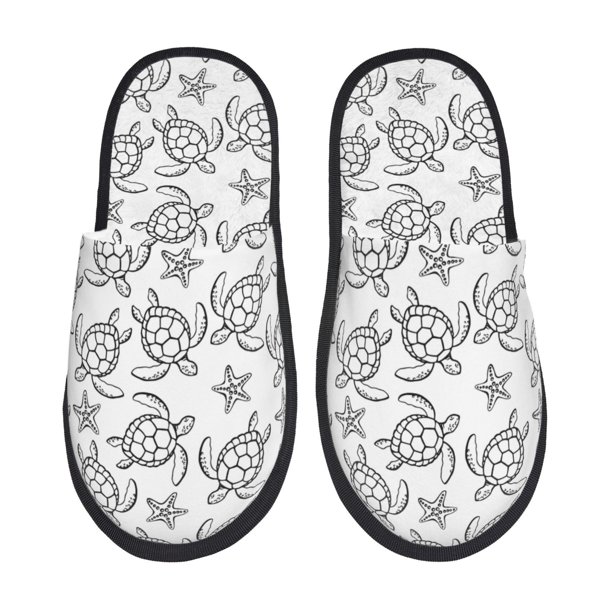Fotbe Sea Turtle Pantuflas Peludas para Mujer con Estampado, Zapatillas de Peluche, Zapatos de Invierno para Casa, Uso Interior y Exterior-Large