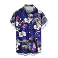 thumbnail image 6 of oelaio Men's Hawaiian Shirts Summer Casual Short Sleeve Button Up Shirts Top Tropical Beach Shirt Mens Vacation Shirts Dark Purple XL, 6 of 7