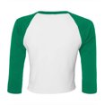 thumbnail image 2 of Bella + Canvas Womens Micro-Rib Raglan 3/4 Sleeve Crop T-Shirt, 2 of 4