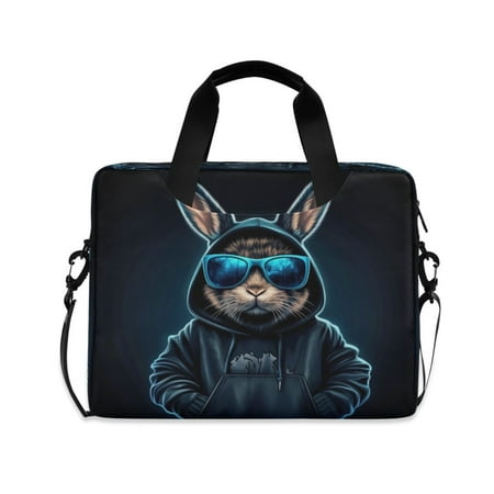 16  Laptop Tote Bag Laptop Sleeve Case Computer Briefcase for Work & Travel Rabbit in A Black Hoodie