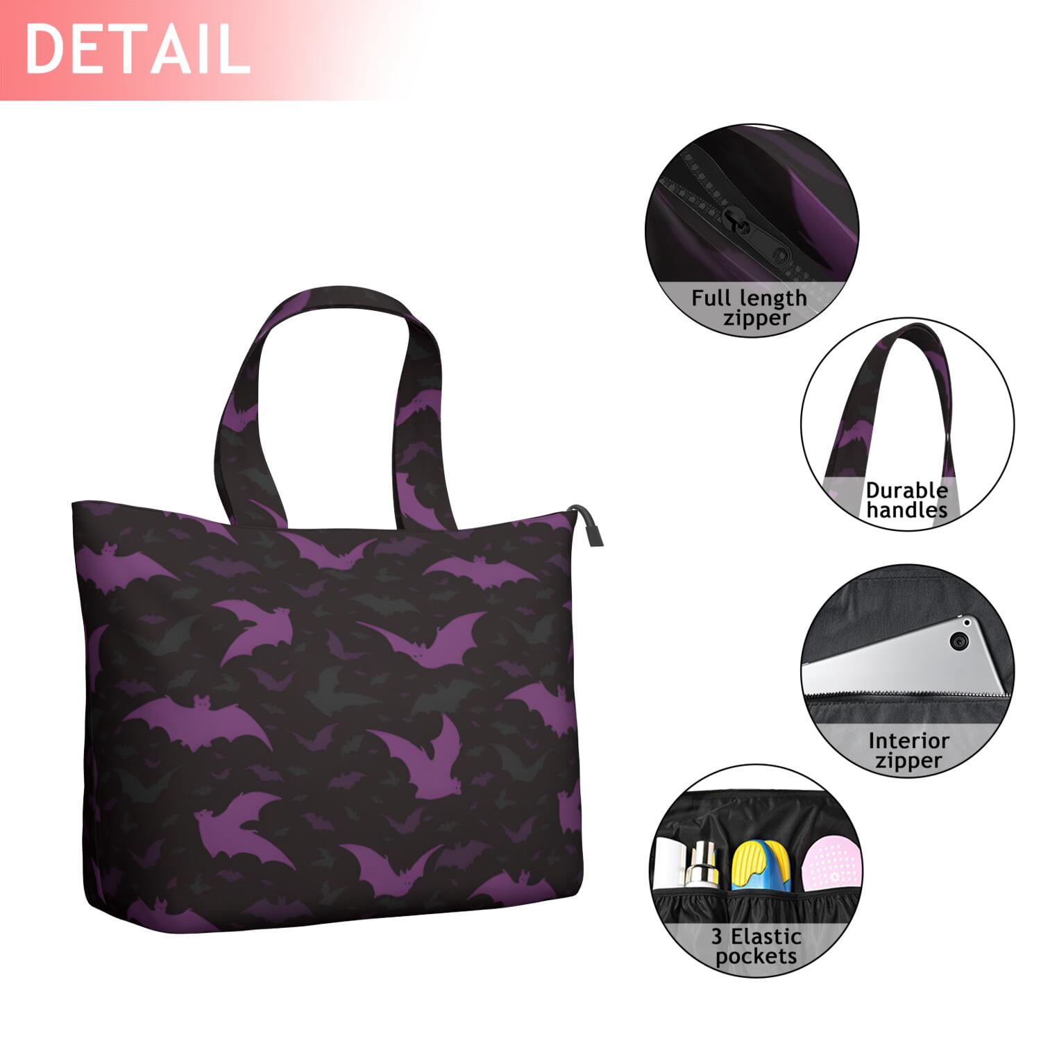 Halloween Bat Camouflage Pattern Travel Tote Bags for Women Carry On,Large Weekender Bags for Women Travel,Multi Functional Duffle Bag for Work,Shopping,Sports