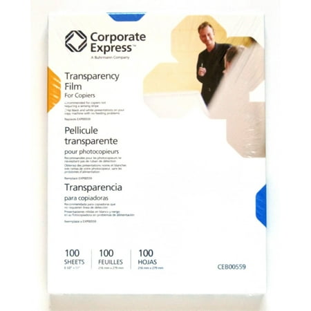Overhead Copier Transparency Film - Transparency Film for Copiers Not Requiring a Sensing Stripe - 8.5 x 11 inches - 100 pack By C C