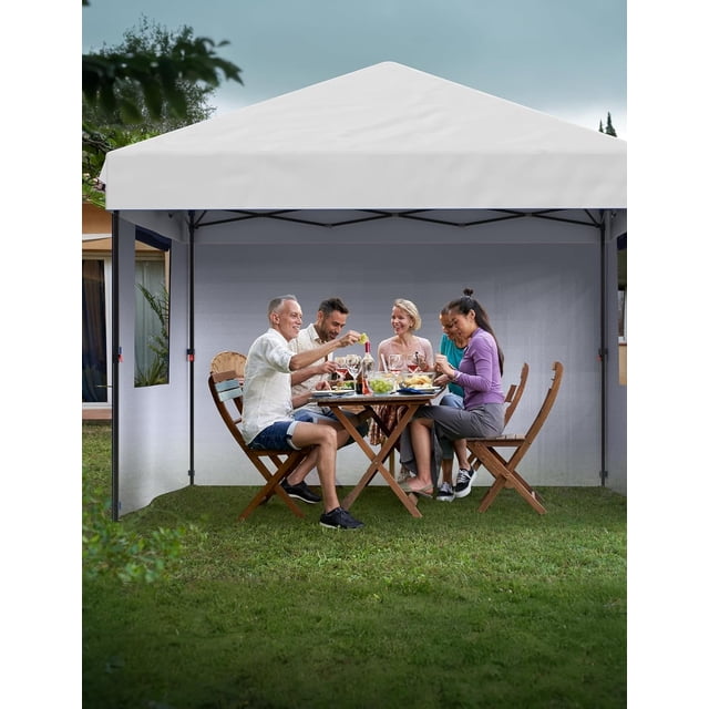 COZONY 10'x10' Pop Up Canopy Tent, Waterproof and UV Protection, 4 Sidewalls and 4 Sandbags,Instant Portable and Adjustable Shelter for Deck, Backyard, Garden, Patio,Lawns,Outdoor Activities, White