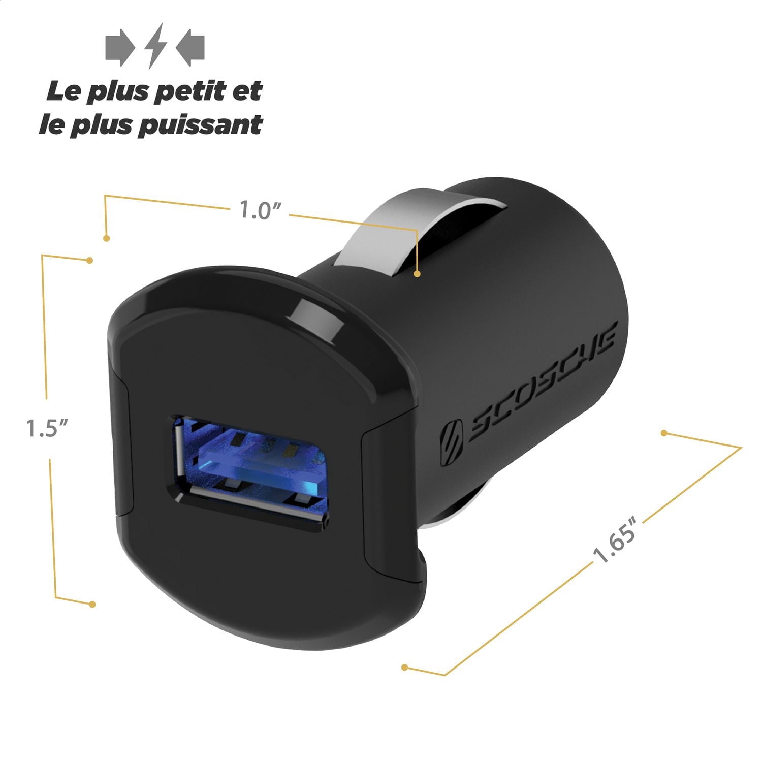 Scosche USBC121MSG Revolt Single Port 12W USB Mobile Cigarette Lighter Adapter Car Charger