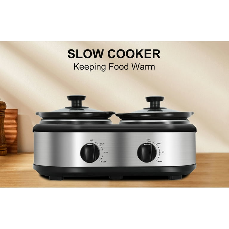 Superjoe Dual Pot Slow Cooker 2x1.25 qt Food Warmer with