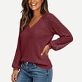 thumbnail image 5 of yillto Womens Sweaters Lace Long Sleeve V Neck Knit Fashion Tops Lightweight Dressy Trendy Sweater, 5 of 5