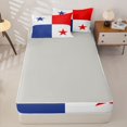 thumbnail image 4 of Manfei Panama Flag Zipper Queen Comforter Set with Fitted Sheet and 2 Pillowcases,Patriotic Theme Art Zipper Bedding Set,Red Blue White,Light Gray Reversible,4pcs, 4 of 8