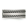 thumbnail image 3 of Stainless Steel Antiqued and Brushed w/CZ Twisted 9mm Flat Band, 3 of 8