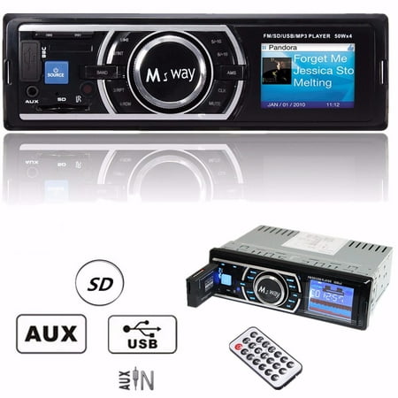 Multimedia Large LCD Display Car Stereo Audio Receiver Single Din, bluetooth Audio Hands-Free Calling, Built-in Microphone, MP3, USB, AUX , AM/FM Radio Receiver, Wireless (Best Single Din Bluetooth Car Stereo)