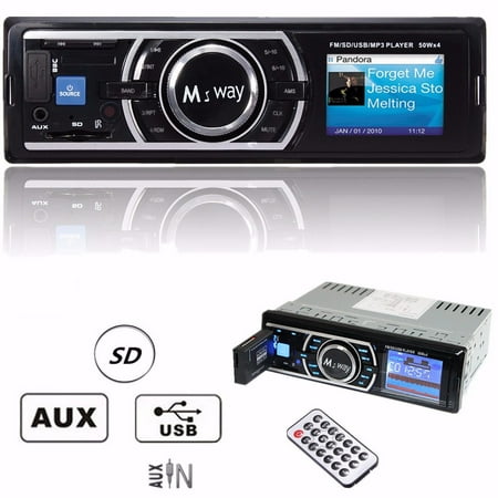 - Multimedia Large LCD Display Car Stereo Audio Receiver Single Din, bluetooth Audio Hands-Free Calling, Built-in Microphone, MP3, USB, AUX , AM/FM Radio Receiver, Wireless Remote