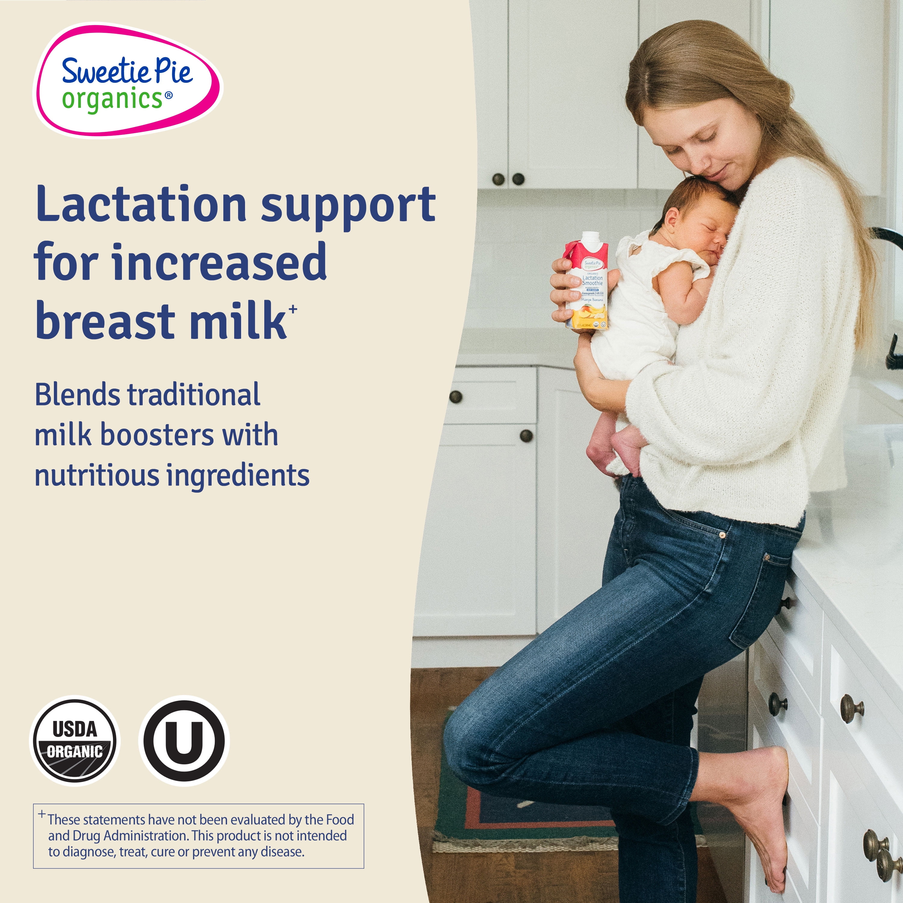 Sweetie Pie Organics Lactation Smoothie, Mango Banana, Support Breast Milk Production for Nursing and Pumping, No Artificial Sweeteners, Flavors, or Dyes - 4 Pack