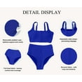 thumbnail image 4 of Eytino Women's Bikini Swimsuits Scrunch Square Neck Bathing Suits for Women 2 Piece High Waisted Swimsuit Color Block Bikini Set 2025 Summer Beach Swimwear Dark Blue L, 4 of 8