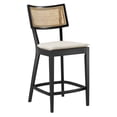 thumbnail image 3 of Counter Stool Chair, Set of 2, Beige Black, Wood, Bar Pub Cafe Bistro Dining Kitchen Hospitality Restaurant, Modern Contemporary HB36729, 3 of 10